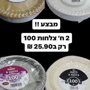 צלחות 9" קשייח ארוז 100 יח