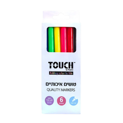 חבילת 6 טושים רחיצים איכותיים מבית TOUCH