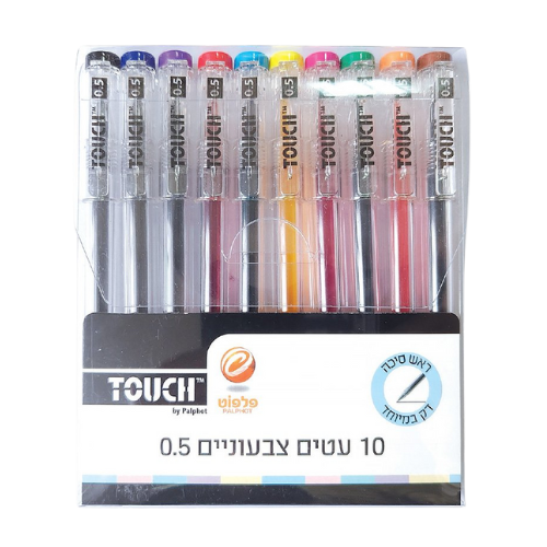 חבילת 10 עטי ג'ל צבעוניים מבית TOUCH