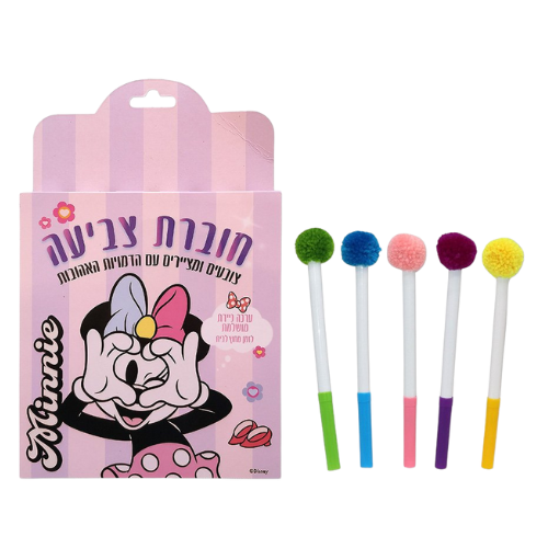 סט חוברת צביעה + טושים פונפונים; מיני מאוס