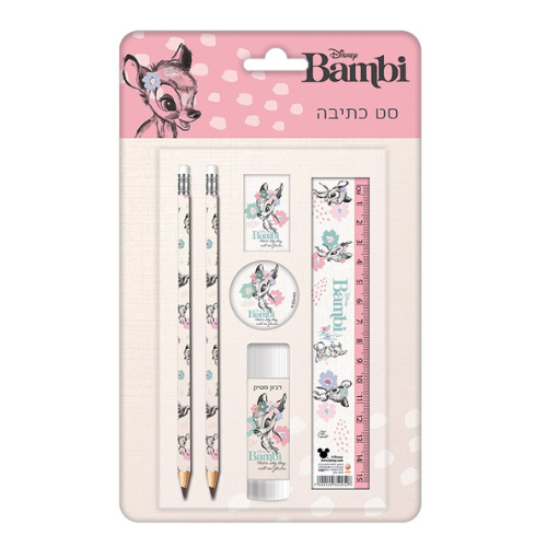 סט כתיבה קטן במבי (מחק, דבק, עפרונות, סרגל)