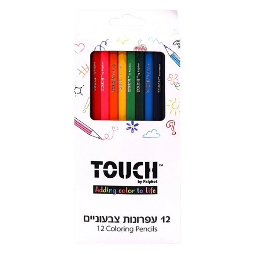 חבילת 12 עפרונות צבעוניים מבית TOUCH