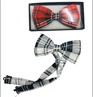 פפיון איכותי חנון משובץ אדום שחור בקופסא מעוצבת 6 יחידות במארז