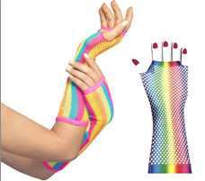 כפפות רשת צבעוני בשקית PVC עם כארד / 6 יחידות במארז