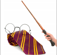 סט ''הארי פוטר'' כולל שרביט קסמים עניבה ומשקפיים