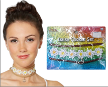 שרשרת קולר פרחים היפית / 6 יחידות במארז