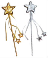 שרביט כוכב מבריק עם סרט כוכבים זהב/כסף
