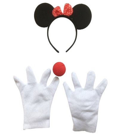 סט מיני מאוס: קשת, כפפות ואף אדום