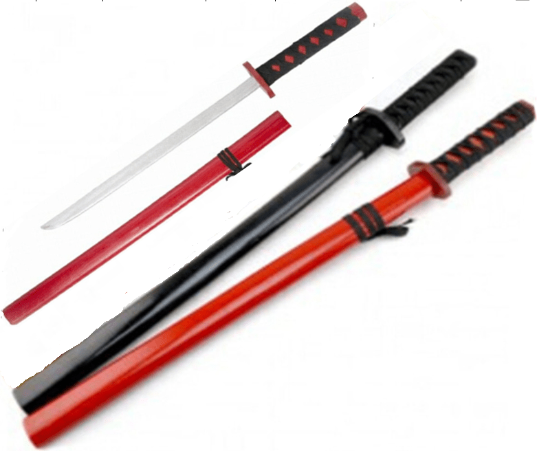 חרב נינג'ה עץ אדום שחור 73 ס"מ