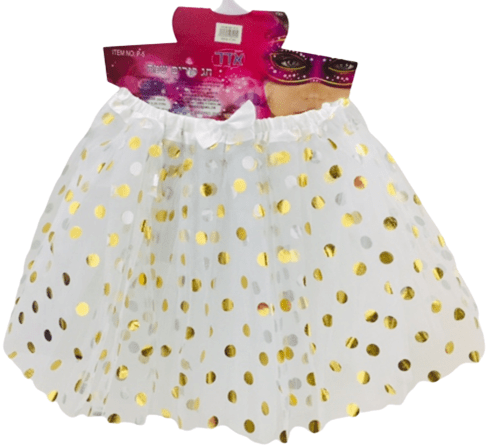 חצאית טוטו לבנה עם נקודות זהב 3 שכבות