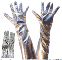 זוג כפפות ארוכות 38 ס"מ חלקות כסף לייקרה