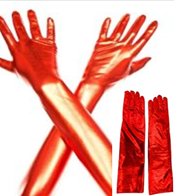 זוג כפפות ארוכות 38 ס"מ חלקות אדום לייקרה