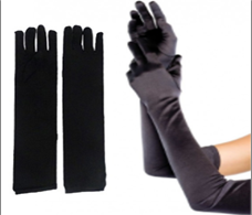 זוג כפפות שחורות ארוכות 38 ס"מ חלקות