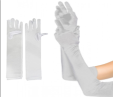 זוג כפפות לבנות ארוכות 38 ס"מ חלקות