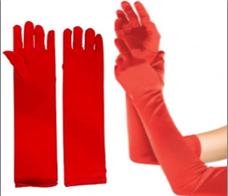 זוג כפפות אדומות ארוכות 38 ס"מ חלקות