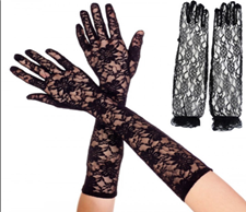 זוג כפפות תחרה ארוך שחור 38 ס"מ