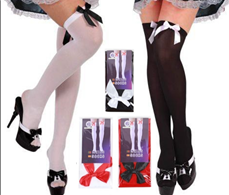 גרביון ירכית נערות/ נשים מלא עם פפיון לבן שחור אדום מיקס