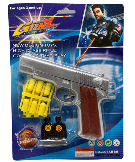 אקדח ברטה כסוף + פקקים צהובים