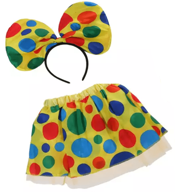 סט תחפושת ליצן: חצאית 40 ס"מ וקשת