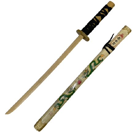 חרב נינגה עץ עם ציור דרקון