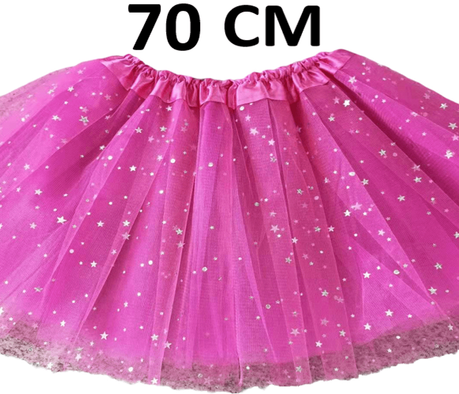 חצאית ורודה עם כוכבים 70 ס"מ 2 שכבות ובטנה