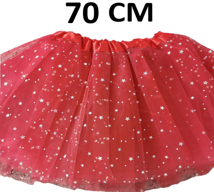 חצאית אדומה עם כוכבים 70 ס"מ 2 שכבות ובטנה