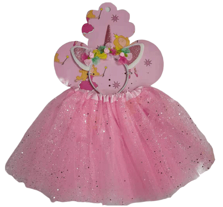 סט תחפושת לחד קרן ורודה נצנצים