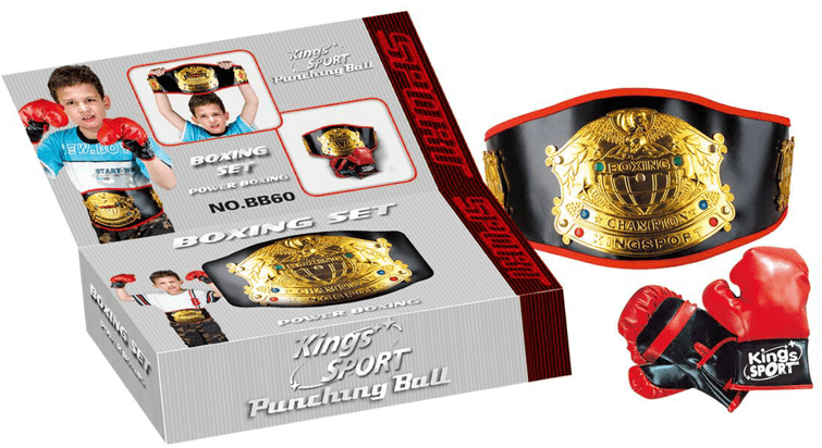 סט חגורת אלוף עולם אגרוף לילדים + זוג כפפות אגרוף