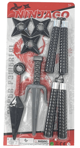 ערכת נינג'ה הכוללת 2 נונצ'קו, 2 פגיונות ו-3 דיסקיות