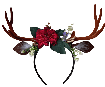 קשת במבי מפוארת עם פרחים עלים ואוזניים