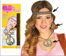 סט היפית סרט שיער שרשרת ועגילים / 6 יחידות במארז