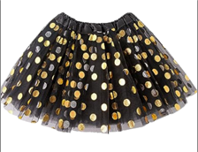 חצאית טוטו שחורה עם נקודות זהב 3 שכבות