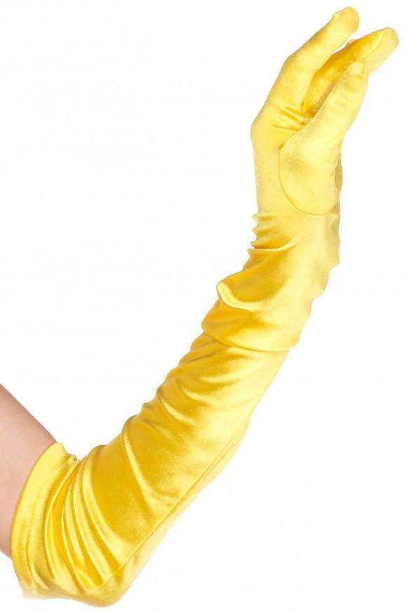 זוג כפפות צהוב ארוכות 38 ס"מ חלקות